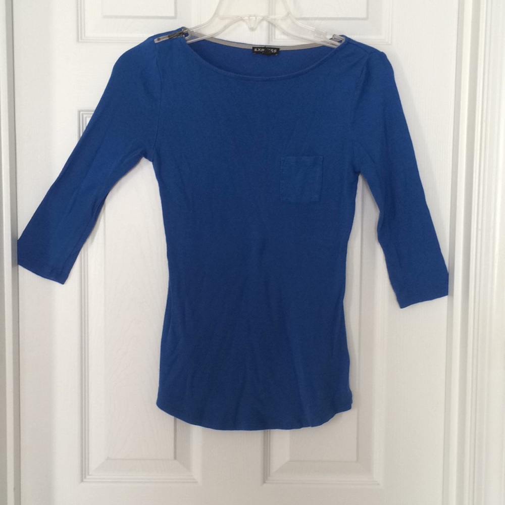 Fitted Quarter Length Sleeve Blue Express Top